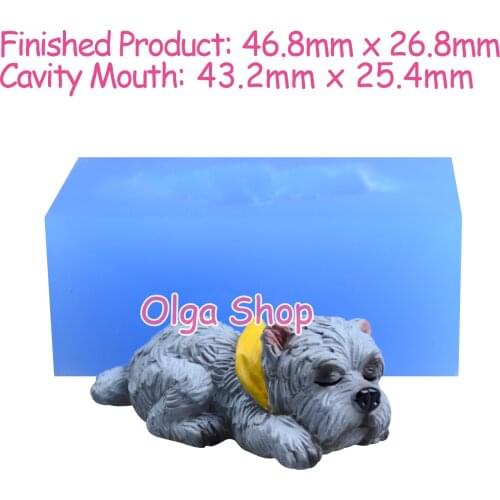DYL795 46.8mm x 26.8mm 3D Sleeping Dog Silicone Mold Fondant Cake Decoration Candy Chocolate Craft Resin Clay Soap Candle Making