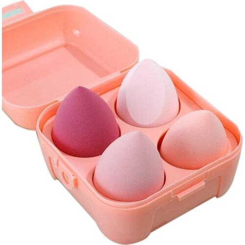 4pcs Makeup Sponge Cosmetic Puff Powder Puff Smooth Womens Makeup Foundation Sponge Brush With Box Beauty For Make Up Tools