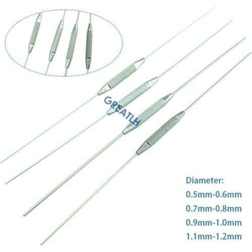 4pcs/set Stainles Steel/Titanium Double Hended Lacrimal Passage Probe Veterinary Ophthalmic Flushing Tool Eye Instrument
