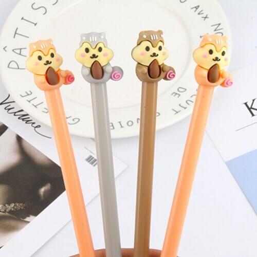 48pcs/pack black ink Creative Cute Cartoon Animal Squirrel Gel Pen Students Water Ink Signing Pen School Office Stationery