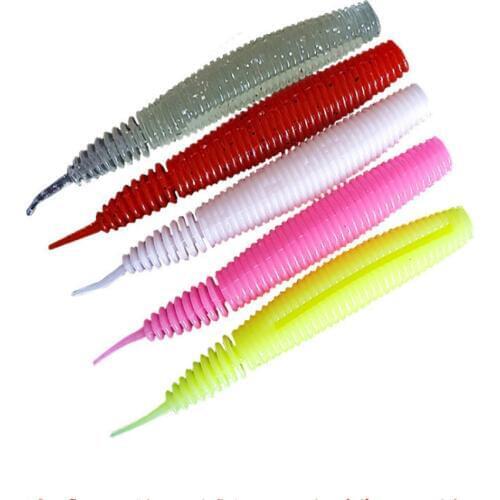 5Pcs*10cm/6.5gEarthworm CarpFishing Maggot Lure Screw Tail Soft Bait Add Worm Bait Artificial Glow Silicone Grub Lures Fish Bass