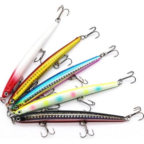 5Pcs/Set 12g 11cm 3 Hooks Pencil Lure Sink Hard Artificial Baits Thrill Stick Sinking Pencil Fishing Stickbait Spinner Bait