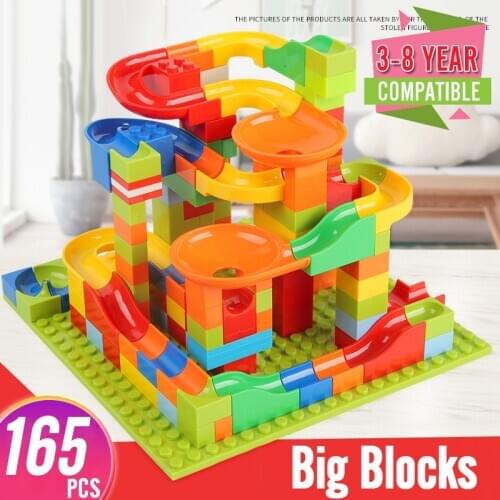 52-330pcs DIY Track Marble Race Run Maze Ball Building Blocks Funnel Slide Assemble Bricks Educational Toys For Children Gift