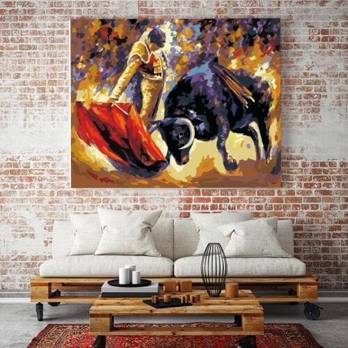 Abstract simple bullfighting and animal painting king DIY home decor painting European restaurant hotel decorative painting