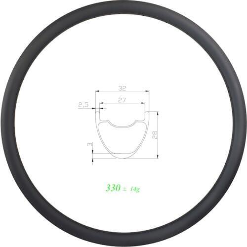 330g 29er MTB XC SL 32mm clincher tubeless carbon rim 28mm deep UD 3K 12K matte glossy 24H 28H 32H ULTRA LIGHT 27mm inner wide