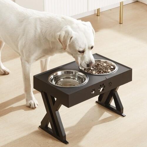 Large Dog Food Bowl Elevated Adjustable Stainless Steel Double Bowl Container Lift Tabel Pet Drinking Water Bowl Feeders Stand