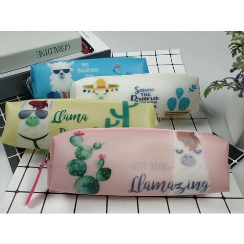 Kawaii Cactus Pencil Bag Pouch Cute Sheep Pen Case Box Silicone Pencil Cases For Girls Korean Stationery Office School Supplies
