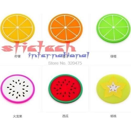 By dhl 200Set 6Pcs/Set Fruit Coaster Colorful Silicone Tea Cup Drinks Holder Pads Placemat Mats