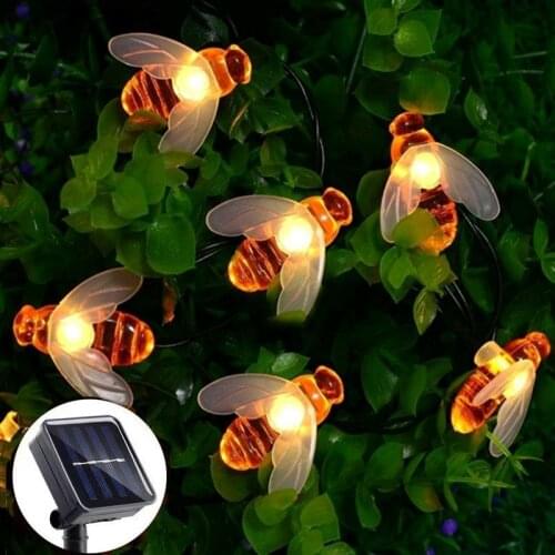 Home Decor Christmas Outdoor Waterproof LED Solar Bee String Light Fairy Holiday Lighting Wedding Decoration Garden Navidad