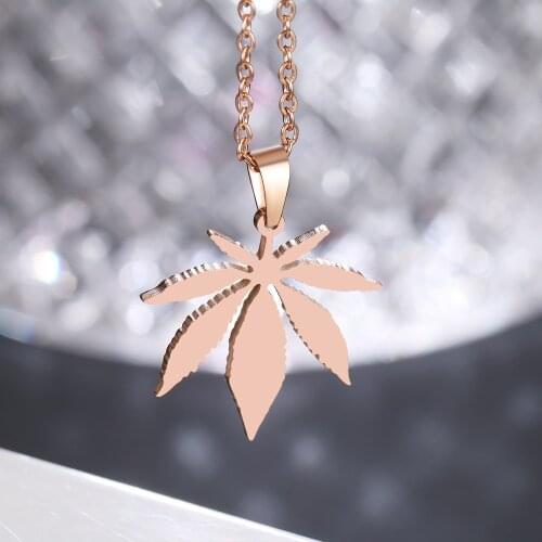 DOTIFI 316L Stainless Steel Necklace For Women Man Maple Leaf Choker Pendant Rose Gold Necklaces Engagement Jewelry