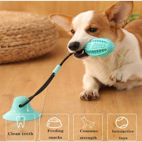Dog Molar Bite Toy Multifunction Pet Chew Toys Upgraded Double Suction Cup Dog Pull Ball for Dogs Cleaning Tooth Food Dispenser