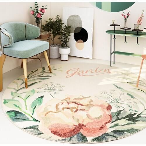 Lamb Wool Carpet Living Room Sofa Coffee Table Round Alfombra Nordic Non-Slip Bathroom Bedroom Floor Mat Rugs Flowers Print