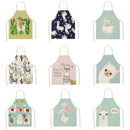 Alpaca Cactus Fairy Pattern Linen Apron Ladies Apron Baking Apron Kitchen Cooking Apron Mens Apron Cafe Kitchen Apron for Women