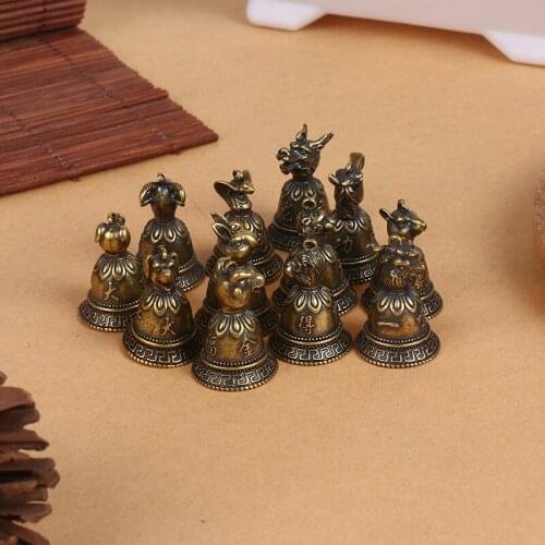 1pcs Metal Chinese Zodiac Animal Small Bell Small Model Statue Crafts Ornament Miniatures Home Decoration