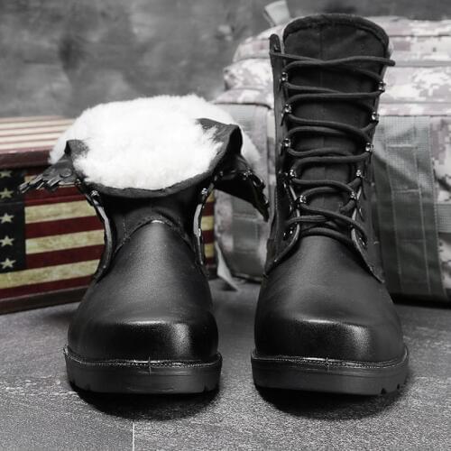 Natural Wool Winter Men Boots Genuine Leather Steel Toe Shoes Snow Boots Men Work Boots Safety Shoes Women Indestructible Shoes