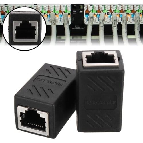 2pcs Female to Female to Cat7, Cat6 Cat5e, Cat5 RJ45 Coupler Inline Extender Adapter Ethernet Soft (RJ-45) Adapter Accessories