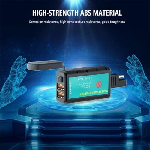 Plastic Motorcycle Safety Protection Energy Saving SAE Socket Dual USB Charger Wiring Adapter Cable Phone Tablet