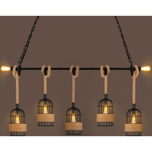 Loft Retro Industrial Pipe Hemp Rope Pendant Light Bar Restaurant Personalized Network Cafe Bar Clothing Shop Hanging Lamp