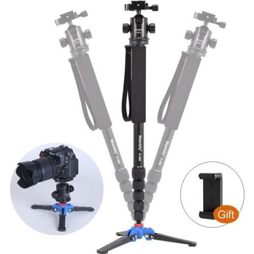 Manbily A-666 Professional Portable Travel DSLR Camera Monopod Tripod Stand, KB-0 Metal Ballhead, M1 Stand Base, Max Height 1.8m