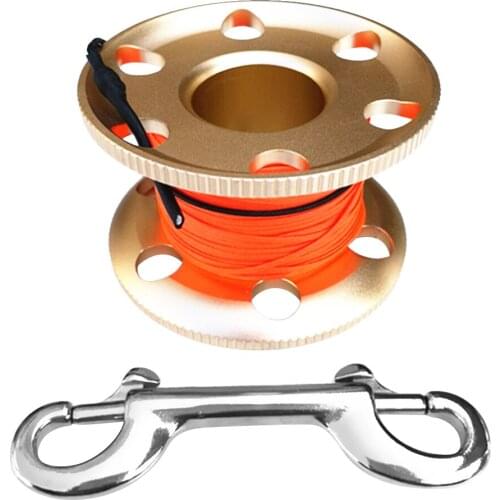 MagiDeal Professional Aluminum Alloy Finger Spool Reel & 30m Line Double End Bolt Snap for Underwater Scuba Diving Applications