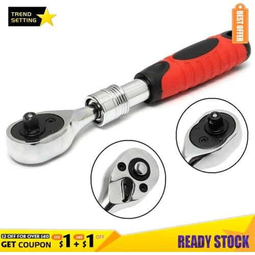 LAMEZIA 1/4" 3/8" 1/2" Chromium-vanadium Steel Adjustable Ratchet Wrench For Socket 72 Teeth Scalable Car Repair Hand Tools