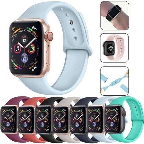For Apple Watch Series 6 SE 5 4 3 2 1 Soft Silicone Band Smart Bracelet Straps For Iwatch Series 38 40 42 44mm Watch Loop