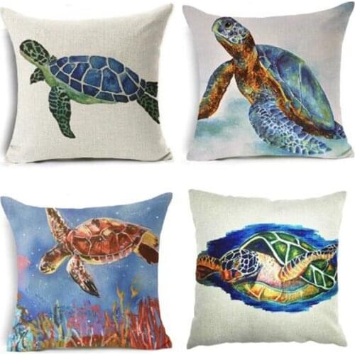 Cute&Lovely Cotton Linen Pillow Case 18x18 inches Animal Turtle Waist Pillow Cover