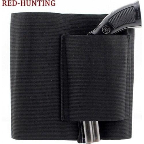 Universal Pistol Band Holster 37" 95cm Tactical Elastic Belly Band Waist Gun Holster 2 Magazine Pouches Concealed Carry