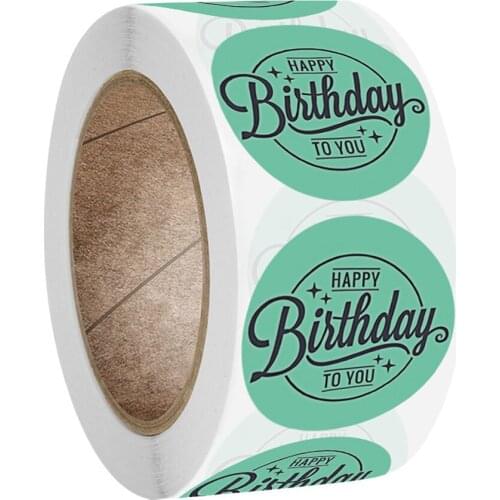 100-500pcs Cute Happy Birthday Stickers 2.5cm/1 Inch Childrens Birthday Party Gift Sealing Decorations Greeting Card Labels