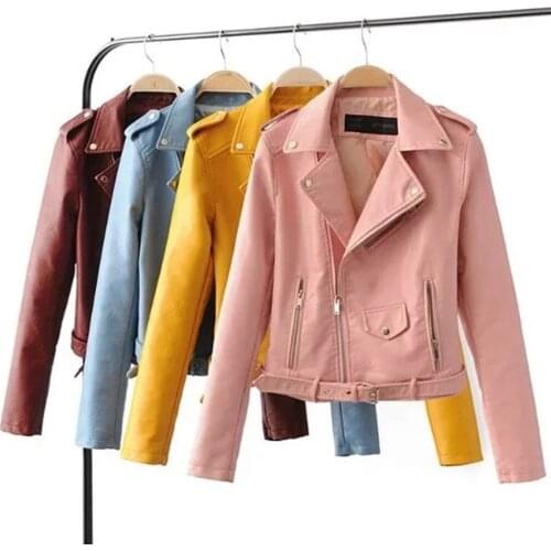 Embroidery faux leather PU Jacket Women Spring Autumn Fashion Motorcycle Jacket Black faux leather coats Outerwear 2020 Coat HOT