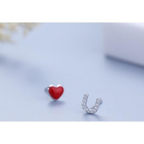 Pure Silver Love Heart& Letter U 925 sterling silver earrings For female Fashion Lady Sterling-silver-jewelry AJ