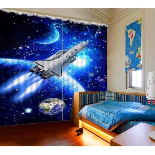 3D Curtain Blue Starry Milky Way Kids Curtains For Kids Bedroom Polyester Blackout Window Curtains For Living Room 1 or 2 pieces