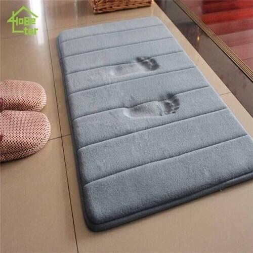 1PC 40x60cm Home Bath Mat Non-slip Bathroom Carpet Soft Coral Fleece Memory Foam Rug Mat kitchen Toilet Floor Decoration