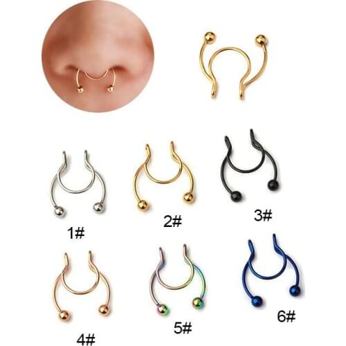 1 Pcs Fake Nose Ring Hoop Nose Septum Rings Goth Magnet Nose Punk Fake Non Piercing Body Jewelry Unusual Costume Jewelry