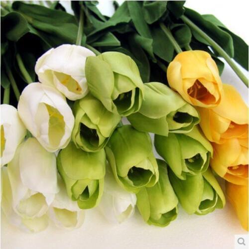10 pcs/lot) Free shipping long artificial tulips flower wholesale real touch silk tulip wedding decor