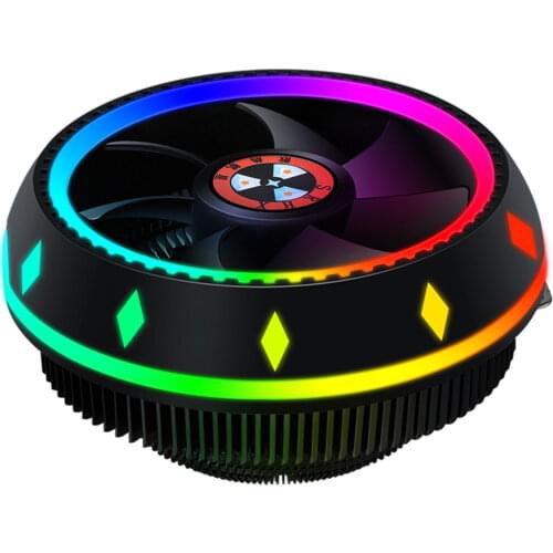 100mm Air Cooling Fan Hydraulic Silent CPU Cooler Desktop Computer Case RGB Streaming LED Heat Sink for Intel 115X AMD
