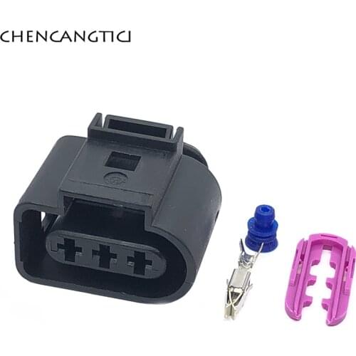 2 Sets 3 Pin Way Automotive Sensor Pigtail Connector 3.5 MM Female Plug For VW AUDI Skoda VAG VolksWagen Jetta Golf 1J0973723
