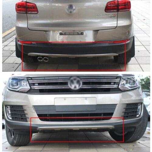 2PCS Front & Rear Bumper Diffuser Protector Guard Skid Plate Cover For Volkswagen VW Tiguan 2013 2014 2015 2016