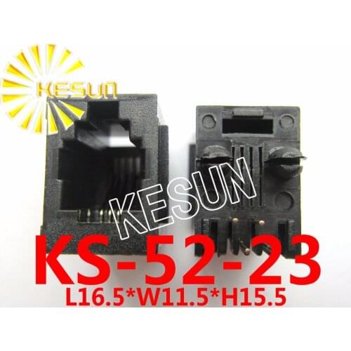 200PCS x RJ11 52-4P4C with Flange 180degree top-entry PCB Phone Modular Jack Female Telephone Socket LAN Connector