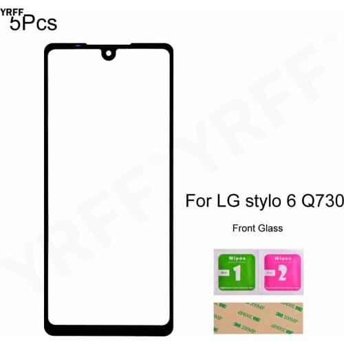 5Pcs Q730 Front Outer Glass For LG Stylo 6 Q730 Front Glass Panel (No Touch Screen) Phone Assembly Parts
