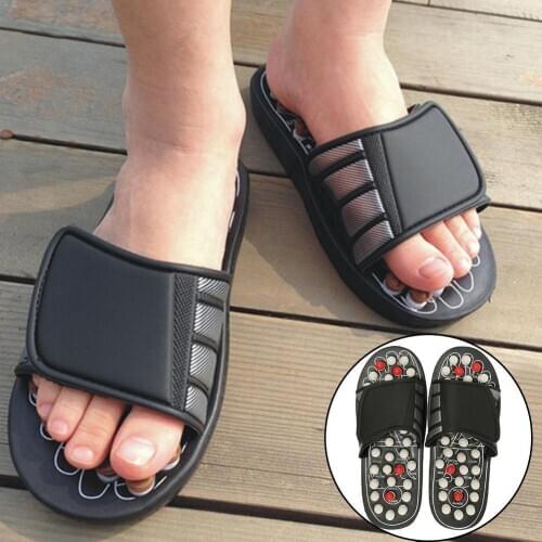 Acupuncture Healthy Relaxation Man And Women One Pair Stress Foot Rotating Foot Massage Reflex Sandals Shoes Slipper U5N3