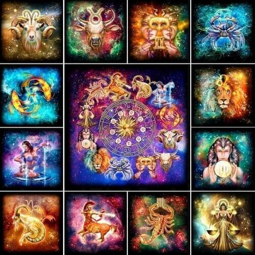 5D Diamond Painting Cartoon constellations Leo Virgo Full Square&Round Diamond mosaic Diamond embroidery Cross stitch home decor