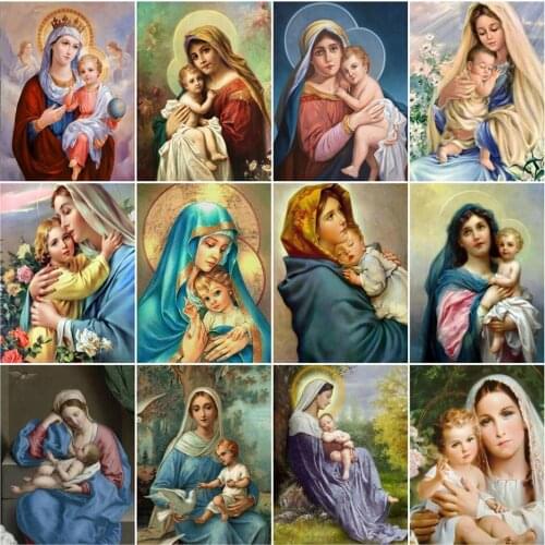 LZAIQIZG Full Square/Round Diamond Painting Virgin Mary Jesus Diamond Embroidery Religion Picture Of Rhinestone Home Decor