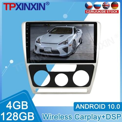 Android 10.0 Carplay 4+128GB For Skoda Octavia 2010-2014 Radio Recorder Car IPS Multimedia Player Stereo Head Unit GPS Navigate