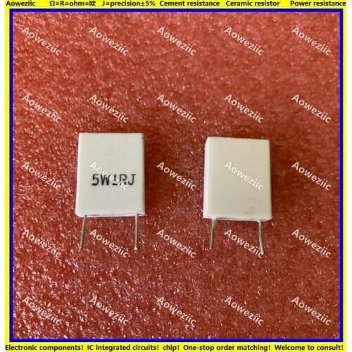 10Pcs Inductionless Cement Resistor 5W 1 ohm 1 R 1RJ 5W1RJ 5W 1RJ Ceramic Resistance precision 5% Non-inductive Resistor