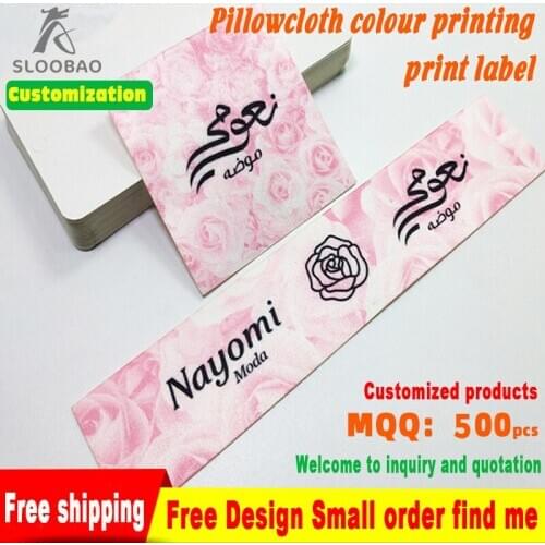 Free shipping wholesale (500 pieces/lot) customized garment satin Printed Care label Pillow cloth Color printing Thickness0.7mm