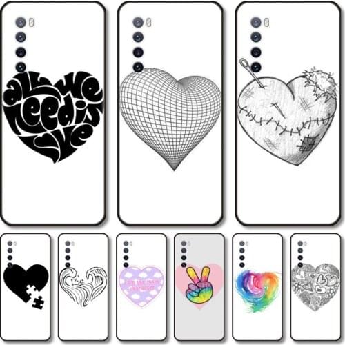 Lovely heart shape Phone Case For Huawei Nova 2 3 4 5 6 7 8 SE i E Pro Lite black cell shell