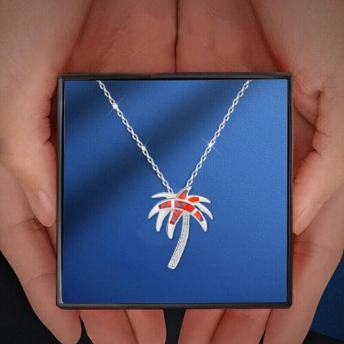 Cool star coconut tree Gorgeous design Top Quality Orange Fire Opal Pendants stamp Silver Fashion jewelry OP591