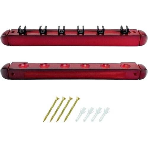 Wooden Pool Cue Rack Wall Mounted Stick Holder with Clips, Professional Design, Traditional