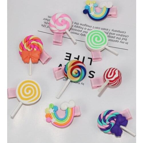 DHL 1000pcs Cute Girls Hairpins Polymer Clay Stereo Cartoon Biscuits Candy Hair Clips Child Barrette Hair Pin